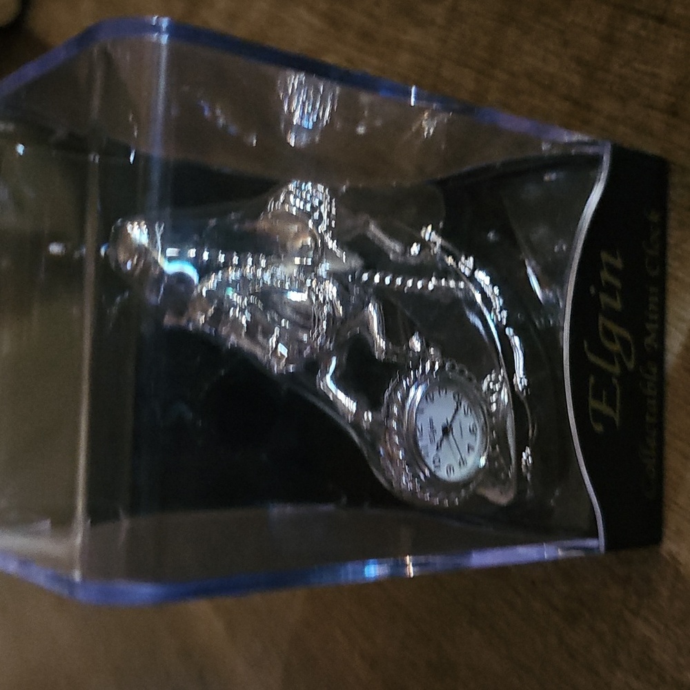Elgin Silver Collectible Mini Clock